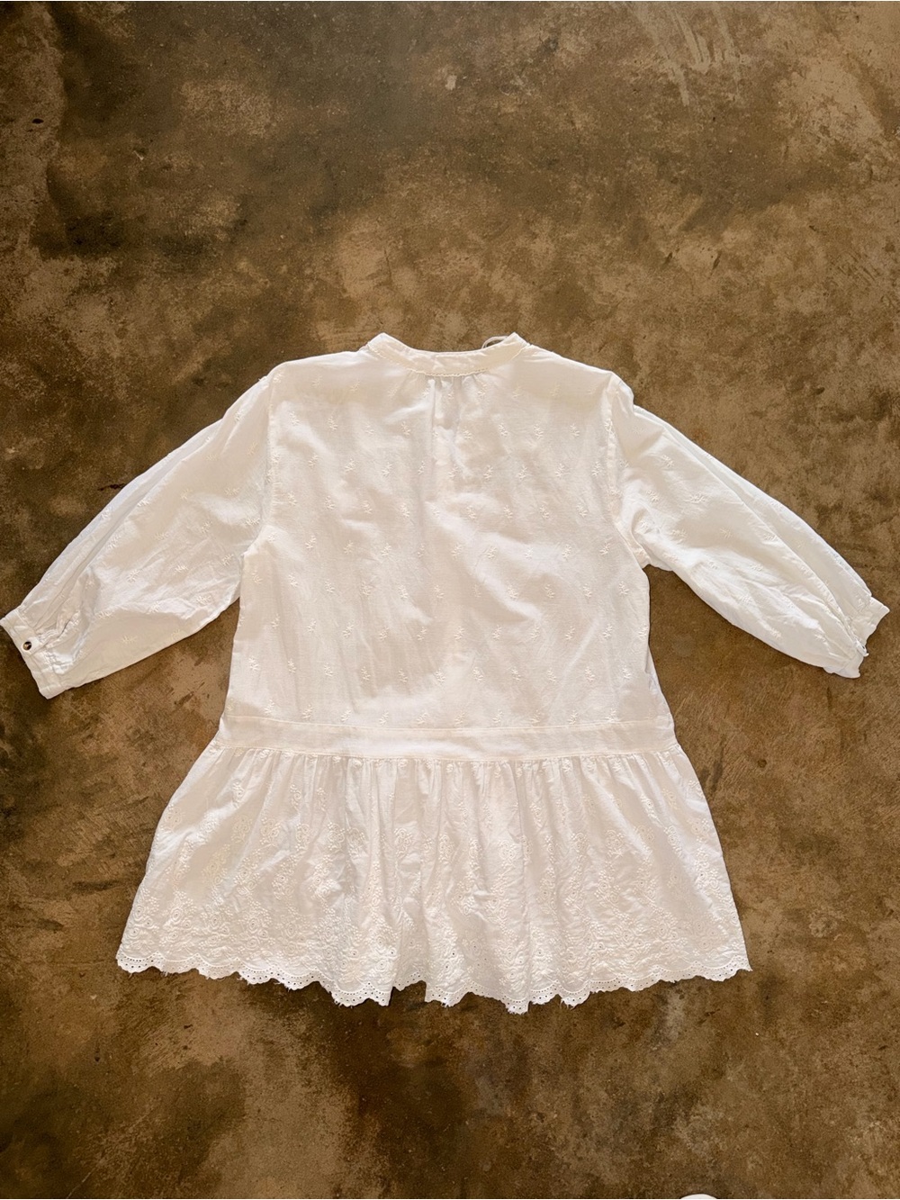 Zara White Eyelet Embroidered Peplum Tunic Blouse Medium - Picture 2 of 10